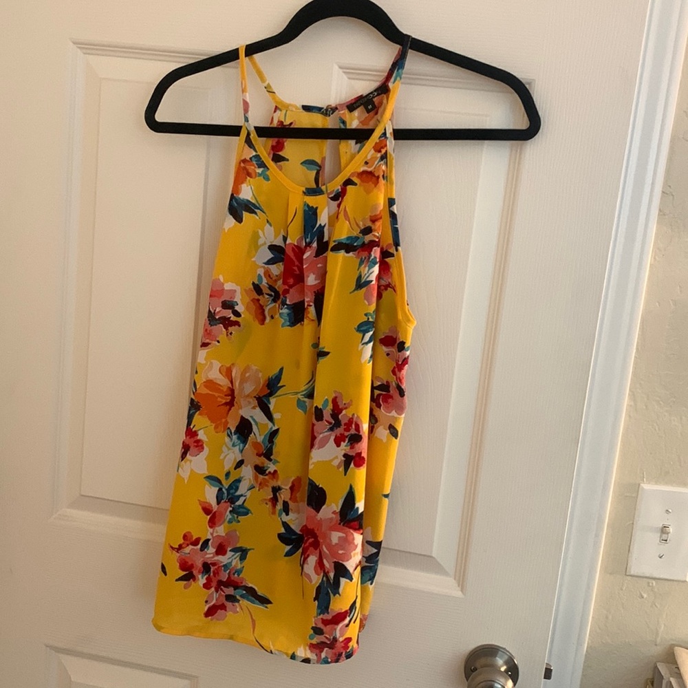 EUC Yellow Floral Papermoon Top Size M